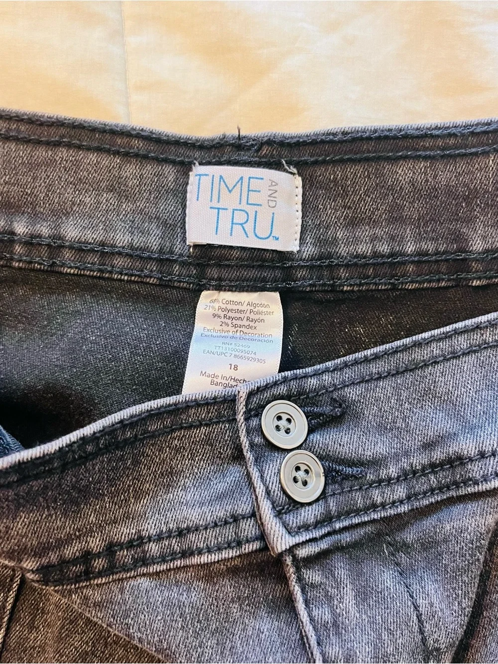 Time and Tru Washed Black High-Rise Denim Shorts